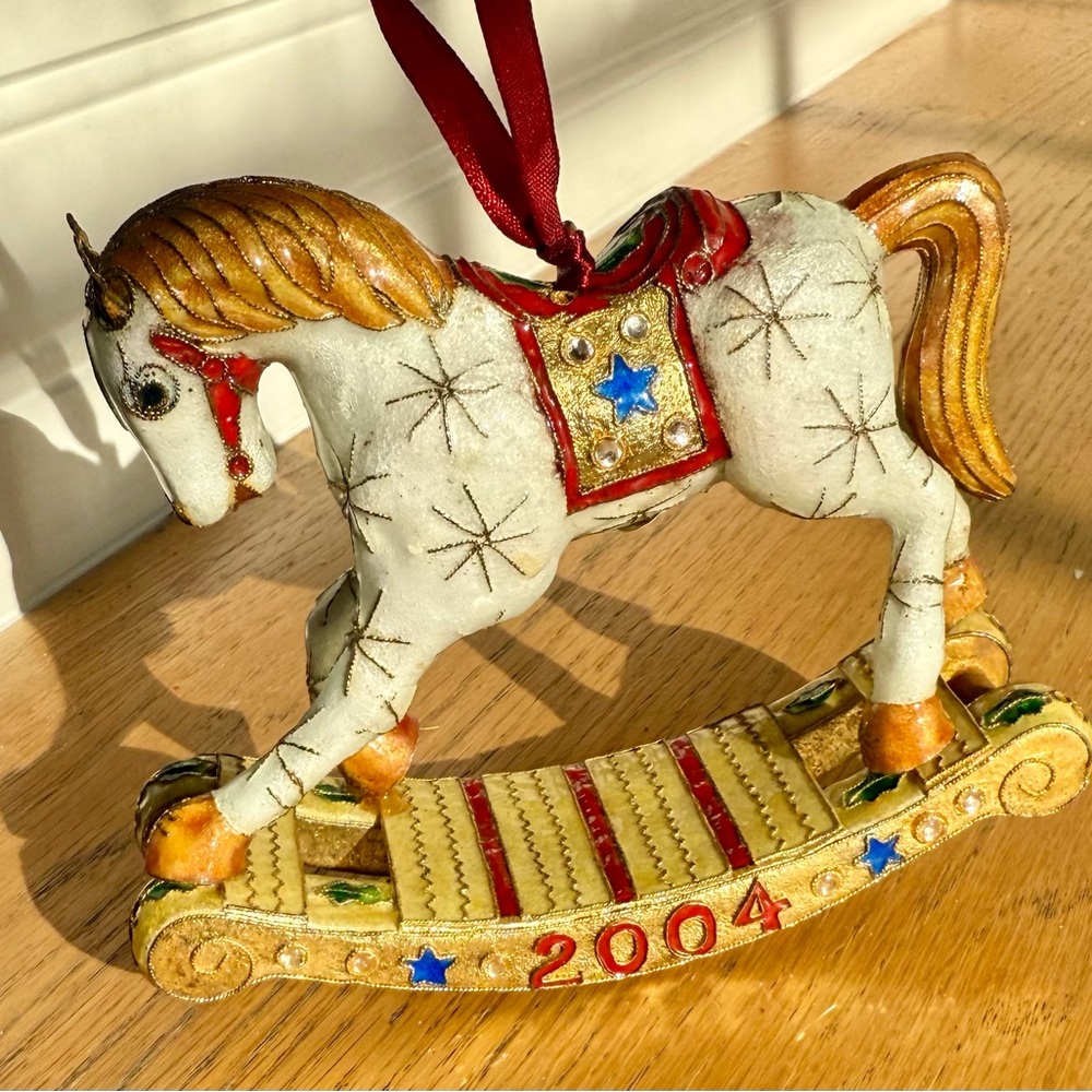 Dillard's Trimmings Cloisonné Rocking Horse Christmas Ornament 2004